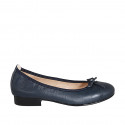 Woman's ballerina shoe with captoe and bow in blue leather heel 2 - Available sizes:  32
