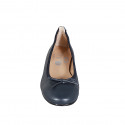 Woman's ballerina shoe with captoe and bow in blue leather heel 2 - Available sizes:  32