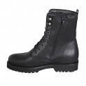 Botin para mujer en piel negra con cremallera y cordones tacon 3 - Tallas disponibles:  33, 35