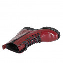 Woman's laced ankle boot with zipper in maroon patent leather heel 3 - Available sizes:  34, 42, 44