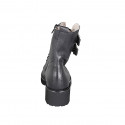 Stivaletto stringato da donna con cerniera e fibbie in pelle nera tacco 5 - Misure disponibili: 33, 42, 45