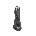 Botin para mujer con cordones, hebillas y cremallera en piel negra tacon 5 - Tallas disponibles:  33, 42, 45