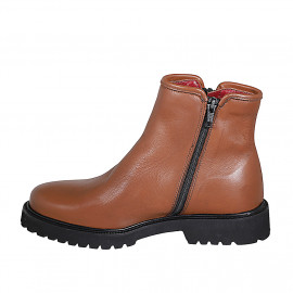 Stivaletto da donna con cerniere in pelle cuoio tacco 3 - Misure disponibili: 32, 33, 43, 44, 45 2