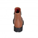 Botines para mujer con cremalleras en piel cognac tacon 3 - Tallas disponibles:  32, 33, 43, 44, 45