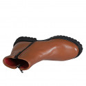 Stivaletto da donna con cerniere in pelle cuoio tacco 3 - Misure disponibili: 32, 33, 43, 44, 45