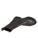 Botin para mujer con cremallera y elastico en piel marron tacon 3 - Tallas disponibles:  32, 44, 45