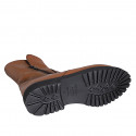 Bottines pour femmes avec double fermeture eclair en cuir cognac talon 3 - Pointures disponibles:  32, 33, 42, 43, 44, 45