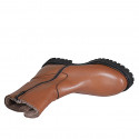 Bottines pour femmes avec double fermeture eclair en cuir cognac talon 3 - Pointures disponibles:  32, 33, 42, 43, 44, 45