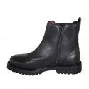 Botin para mujer con elástico, punta Brogue y cremallera en piel negra tacon 3 - Tallas disponibles:  33