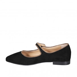 Mary Jane da donna a punta con cinturino in camoscio nero e taupe tacco 2 - Misure disponibili: 33, 35, 42, 43 2