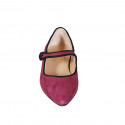 Mary Jane pointue pour femmes avec courroie en daim bordeaux et noir talon 2 - Pointures disponibles:  35, 43