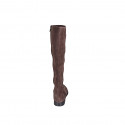 Woman's boot with zipper and elastic band in brown suede heel 2 - Available sizes:  32, 35