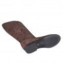 Bota para mujer con cremallera y elastico en gamuza marron tacon 2 - Tallas disponibles:  32, 35