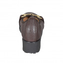 Woman's ballerina with accessory in brown leather wedge heel 4 - Available sizes:  32, 44