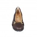 Ballerina da donna con accessorio in pelle marrone zeppa 4 - Misure disponibili: 32, 44
