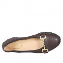 Ballerine avec accessoire pour femmes en cuir marron talon compensé 4 - Pointures disponibles:  32, 44