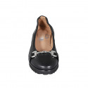 Bailarina para mujer en piel negra con accesorio cuña 4 - Tallas disponibles:  32, 42