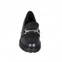 Woman's mocassin in black leather with accessory heel 5 - Available sizes:  45