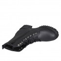 Bottines pour femmes à lacets avec fermeture éclair et goujons en cuir mat noir talon 5 - Pointures disponibles:  32, 34, 42