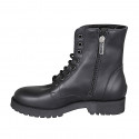 Botin para mujer con cremallera y cordones en piel lisa negra con tacon 3 - Tallas disponibles:  32, 33