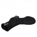 Botines para mujer en gamuza y material elástico negro con cremallera tacon 5 - Tallas disponibles:  32, 33, 43