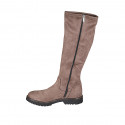 Stivale da donna con cerniera in camoscio ed elasticizzato taupe tacco 3 - Misure disponibili: 32, 33, 43