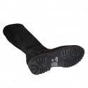 Stivale al ginocchio da donna in camoscio ed elasticizzato nero con cerniera tacco 3 - Misure disponibili: 32