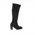 Stivale da donna in camoscio ed elasticizzato nero con mezza cerniera tacco 8 - Misure disponibili: 32, 33, 42, 43, 44