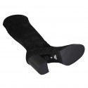 Stivale da donna in camoscio ed elasticizzato nero con mezza cerniera tacco 8 - Misure disponibili: 32, 33, 42, 43, 44