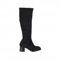 Stivale da donna con mezza cerniera in camoscio ed elasticizzato nero tacco 5 - Misure disponibili: 33, 34, 42, 44
