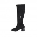 Bota para mujer con media cremallera en material elastico y gamuza negra tacon 5 - Tallas disponibles:  33, 34, 42, 44