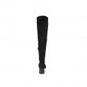 Woman's over-the-knee boot in black elastic material and suede with half zipper heel 5 - Available sizes:  33, 34