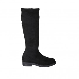 Bottes pour femmes avec fermeture eclair en daim et materiau elastique noir talon 3 - Pointures disponibles:  32, 44