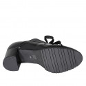 Zapato Oxford para mujer con cordones, elastico y plantilla extraible en charol negro tacon 6 - Tallas disponibles:  32, 42, 43