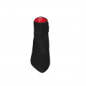 Stivaletto a punta da donna con cerniera in camoscio e velluto nero tacco 6 - Misure disponibili: 33, 34, 35, 43, 44