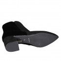 Woman's pointy ankle boot with zipper in black suede and velvet heel 6 - Available sizes:  33, 34, 35, 43, 44