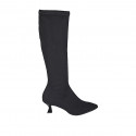 Bottes à bout pointu pour femmes en tissu elastique noir talon 6 - Pointures disponibles:  34, 35