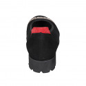 Ballerina da donna in camoscio nero, rosso e maculato tacco 3 - Misure disponibili: 33, 42