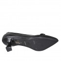 Woman's pointy pump in black leather with silver accessory heel 6 - Available sizes:  44