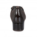 Woman's pump with removable insole and bow in brown fabric and patent leather heel 4 - Available sizes:  32, 45