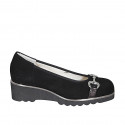 Woman's pump with removable insole and accessory in black suede wedge heel 4 - Available sizes:  43