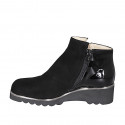 Stivaletto da donna con plantare estraibile e cerniere in camoscio e vernice nera zeppa 4 - Misure disponibili: 33, 44