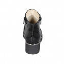 Woman's ankle boot with removable insole and zippers in black suede and patent leather wedge heel 4 - Available sizes:  33, 44