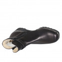 Stivaletto da donna con plantare estraibile, cerniera, fibbia ed elastico in pelle nera zeppa 4 - Misure disponibili: 45