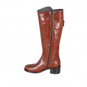 Bottes pour femmes avec boucle et fermeture éclair en cuir cognac talon 5 - Pointures disponibles:  32, 33, 43, 44, 45