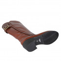 Bottes pour femmes avec boucle et fermeture éclair en cuir cognac talon 5 - Pointures disponibles:  32, 33, 43, 44, 45