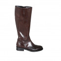 Botas con cremallera y punta de ala para mujer en piel marron tacon 3 - Tallas disponibles:  33, 42, 43, 44