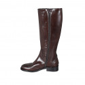 Bottes avec fermeture éclair et bout golf pour femmes en cuir marron talon 3 - Pointures disponibles:  33, 42, 43, 44