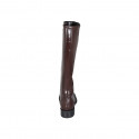 Bottes avec fermeture éclair et bout golf pour femmes en cuir marron talon 3 - Pointures disponibles:  33, 42, 43, 44