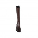 Botas con cremallera y punta de ala para mujer en piel marron tacon 3 - Tallas disponibles:  33, 42, 43, 44
